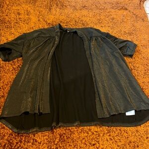 Ellen Tracy Metallic Gray Open-Front Blazer